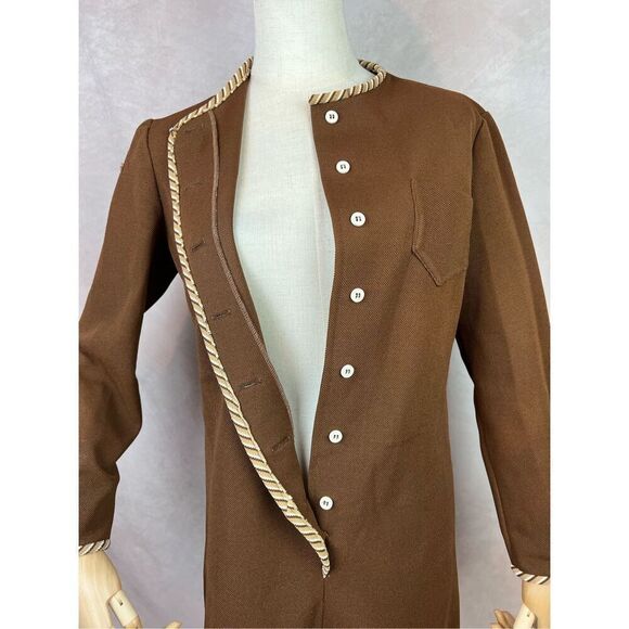 Vintage 70s 60s Brown Shift Dress Mod MCM GoGo Disco Size Medium - Picture 5 of 10